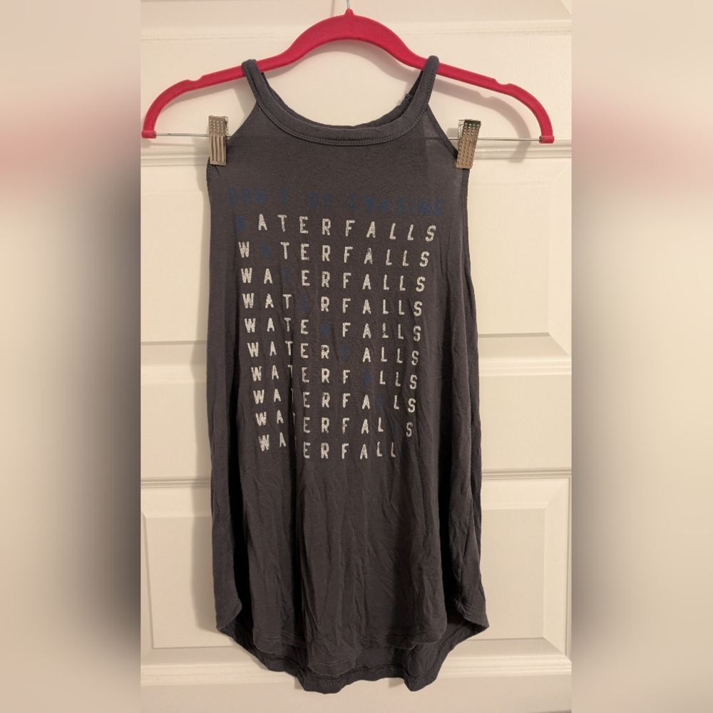American Eagle Outfitters Gray Asymmetrical Sleeveless Tank Top